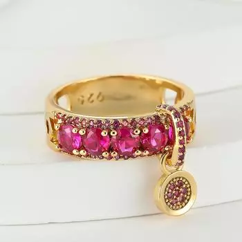 Luxury Rose Silver Gold Color White Stone Engagement Ring Vintage Wedding Rings for Women Fashion Jewelry ADM 6 ярко-розовый