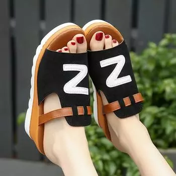 Luxury Shoes Woman Casual Shoes Summer Women Wedge Slippers Platform Shoes Women Slides Fashion Womens Slippers Sandalias Mujer 34 чёрный