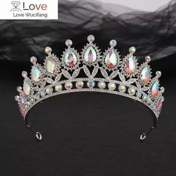 Роскошная серебряная свадебная корона цвета AB с кристаллами CZ, ободки для волос, диадема со стразами, короны королевы, диадемы принцессы, свадебные аксессуары для волос