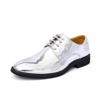 Luxury Silver Man Patent Leather Shoes Large Size 38-50 Party Dress Wedding Shoes Men Pointed toe Leather Shoes Designer Oxford 38