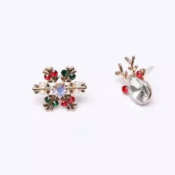 Luxury Snowflake Antler Earrings Red Emerald Earrings Female Pearl Earrings Light Yellow Gold Color