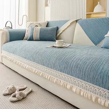 Luxury Soft Couch Slipcover Solid Color Anti-cat Scratches Sofa Cover Non-Slip Four Seasons Universal Sofa Towel for Living Room A 70x70