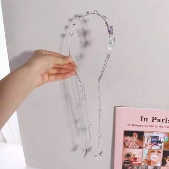 Luxury Temperament Women Hair Hoop Hair Accessories Korean Style Hair Hoop Butterfly Headband серебряный