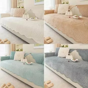 Luxury Thicken Plush Sofa Cover Mat Solid Color Sofa Cushion for Living Room Universal Anti-slip Warm Couch Protector Decor 70x70 A