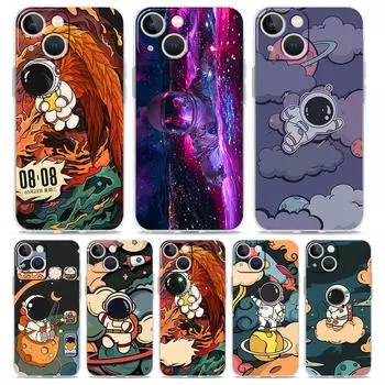 Luxury Transparent Phone Case For iPhone 15 14 13 12 11 Pro Max XS X XR 7 8 Plus Clear Shockproof Cover Cute Cartoon Astronaut iPhone 11 Pro