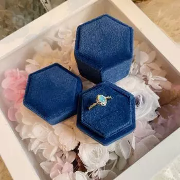 Luxury Velvet Rings Holder Two Slots Jewelry Organizer Exquisite Rings Display Case Couple красный