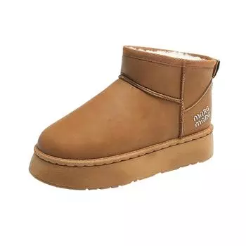 Luxury Winter Women s Boots High-top Snow Thickened Plush Warm Simple Versatile Comfortable Cotton Platform Shoes Waterproof 36 чёрный