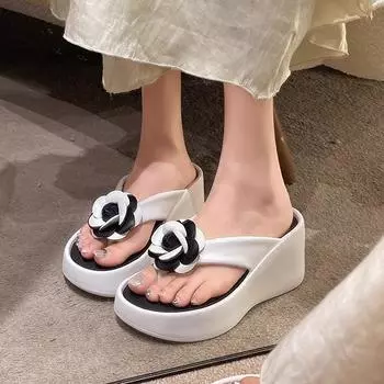 Роскошные женские тапочки Camellia на толстой подошве 2024 года, легкие, мягкие, удобные, повседневные, высокого качества 35-36 белый