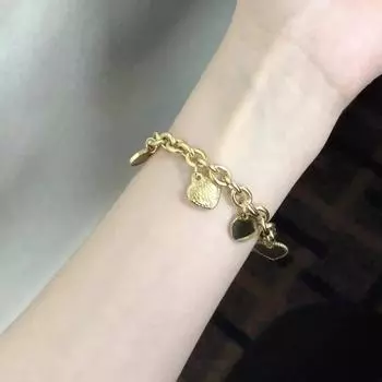 LUXUSTEEL браслет-подвеска в виде сердца и монеты из нержавеющей стали для женщин и девочек, золотой цвет, кубинский браслет-цепочка, ювелирное изделие, подарок 20 см