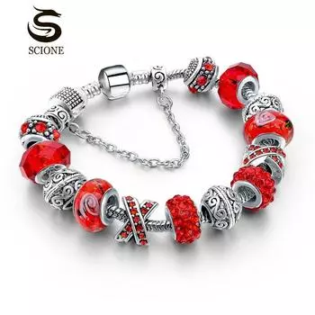 Браслет LUXY MOON DIY из смолы и кристаллов, женский ретро-браслет с розами и бусинами ручной работы 19cm красный