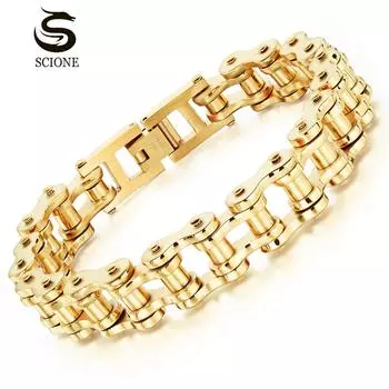 LUXY MOON браслет мужской браслет рок персонализированный мотоциклетный велосипедный браслет 20cm золотой