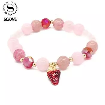 LUXY MOON Клубничный Кристалл Розовый Кристалл Опал Леди Бусы Браслет из натурального камня Pure natural розовый