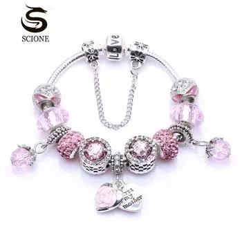 LUXY MOON Модный браслет с двойной любовью Премиум-браслет в подарок на День матери 17cm розовый