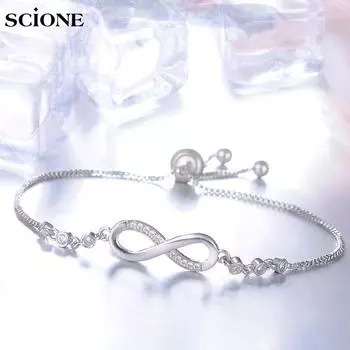 LUXY MOON Простой стильный 8-образный браслет с микроинкрустацией цирконом Регулируемый элегантный модный браслет золотой