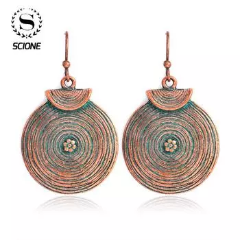 LUXY MOON Ретро личность круглые годовые кольца серьги женские серьги из сплава кулон ювелирные изделия зелёный