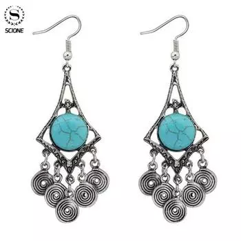 LUXY MOON женские полые капли воды большие серьги из искусственной бирюзы темпераментные украшения 1