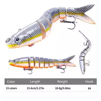 Luya Fishing Fake Bait Multi-Section Fish 16 Color 13Cm 18G Bionic Multi-Section Bait Hard Bait JM063-9