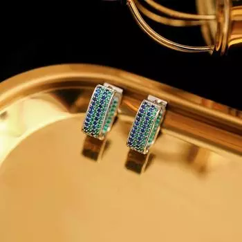 Luyi бижутерия оптом роскошные геометрические простые серьги женские микро-инкрустированные цирконием уникальный дизайн серьги-клипсы 14k серебряный