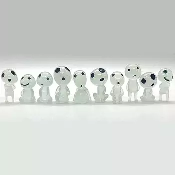 LUYING Ghibli Goods Деревянный эльф, садовые аксессуары, светящийся микроландшафтный садовый декор, светится в темноте, набор для патио, газона, двора, фигурка, (10 зелёный