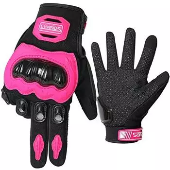 LVNRIDS Sports Motorcycle Riding Gloves Full Finger Protective Touch Screen Gloves Pink M 1 Pair