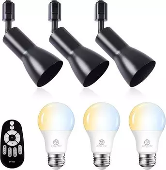 LVWIT Канальный светильник Точечный светильник с цоколем E26 и светодиодной лампой Регулируемый цвет 1200 лм Потребляемая мощность от 12 Вт до 75° Регулируемый угол наклона Пульт дистанционного управления Ночной светильник чёрный