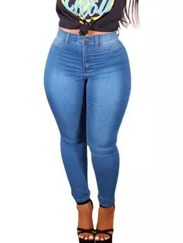 LW базовые эластичные узкие джинсы больших размеров с высокой талией, женские уличные однотонные осенние брюки на молнии для повседневного использования XXL каталина синий