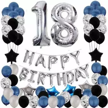 LWN 1 комплект латексных воздушных шаров на 18-летие, темно-синий набор воздушных шаров, королевский синий бумажный воздушный шар с цветком 13 синий