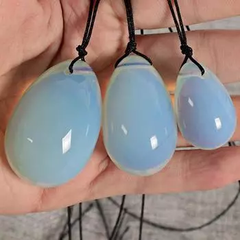 LWN, 3 шт./компл., белые опалитовые яйца Yoni, нефритовое яйцо со шнурами, массажный шарик с драгоценными камнями для упражнений на тазовом органе 3pcs/set