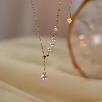 LWN элегантное асимметричное ожерелье с искусственным жемчугом на груди, женское свадебное ожерелье Kpop с бусинами, длинное колье, аксессуары, ювелирные изделия, новинка золотой