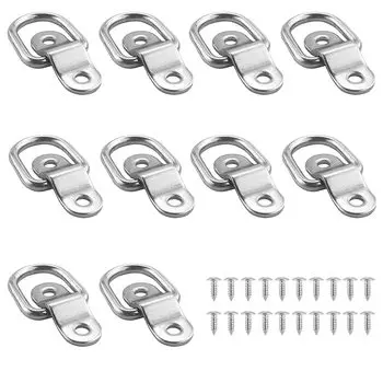 Lxoraziy D-Ring Tie Down Anchors, 10pcs 1/4 Inch Heavy Duty Steel Trailer Tie Downs Capacity Truck Bed Anchors