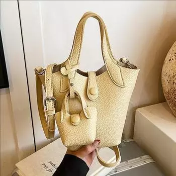 Lychee Pattern Vegetable Basket Bag Women S High-End Sense Large-Capacity Bucket Bag Niche Design Single Shoulder Messenger Bag розовый