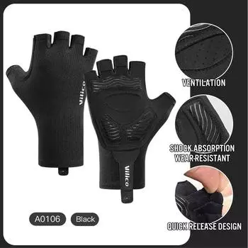 Lycra Fabric Fingerless Gloves Breathable Half Finger Mitten for Mtb Road Bike Sports Racing L