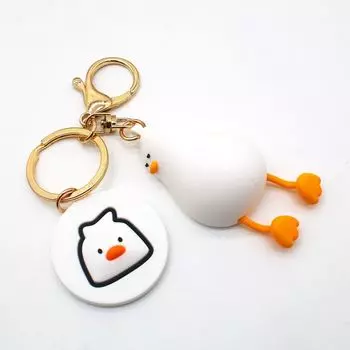Lying Down Duck Lying Duck Doll Keyring PVC Cartoon Lying Down Duck Keychain Female Girl Lady White