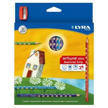 LYRA Colored Pencil Groove Slim 24 Color Set with Sharpener L2821240