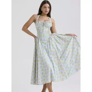 LYRIA Элегантное миди-платье А-силуэта Новинки Халтер Сексуальные Праздничные платья Летняя Женская одежда Оптом XL