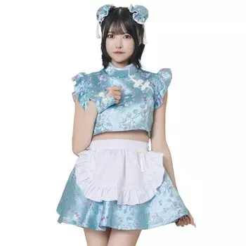 Lyrical Palette Косплей Хэллоуин Светло-голубой China Maid JamsCollection Синий [Прозрачный камень] Женская