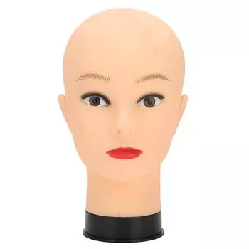 Лысая голова манекена. Обучение макияжу. Практика. Шляпа. Парик. Дисплей. Голова манекена. (Черная база)с макияжем with makeup чёрный