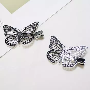 Lystrfac 2Pcs Alloy Butterfly Hair Clip Women Simple Temperament Elegant Wild Hairpin Female Wedding Hair Accessories