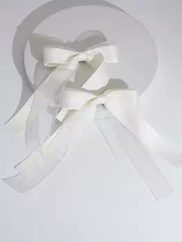 Lystrfac 2Pcs/Set Women Mesh Bow Ribbon Hairpin Hair Clip Fashion Vintage Barrettes Duckbill Clip Ladies Hair Accessories