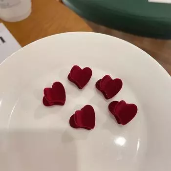 Lystrfac 5/10 шт. Красные заколки для волос в форме сердца с флокированием для женщин, девушек, маленькие бархатные заколки для волос, заколки для челки, заколки-невидимки, аксессуары для волос