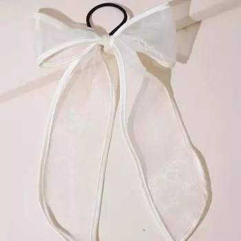 Lystrfac Длинные ленты-скранчи с бантом для женщин Черный вязаный бант Лента для волос Кольцо для волос Аксессуары для волос Резинка для волос Простой головной убор