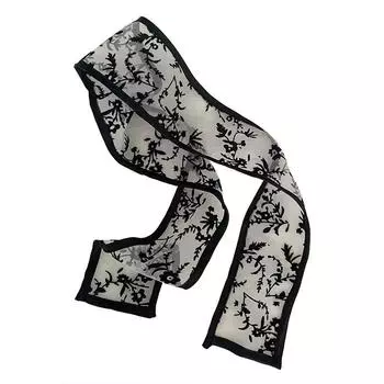 Lystrfac Французская мода ретро кружевной платок для волос женский черный вышитый резинка для волос длинная лента повязка на голову винтажные аксессуары для волос