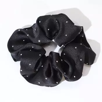Lystrfac Модные атласные скранчи в горошек со стразами для женщин, однотонные резинки для волос, женские эластичные резинки для волос, аксессуары для волос для девочек