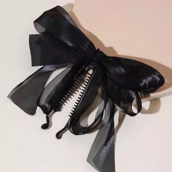 Lystrfac Новые заколки-бананы с бантом для женщин и девочек, заколка для волос с двойным слоем для затылка, заколка для конского хвоста, модные аксессуары для волос