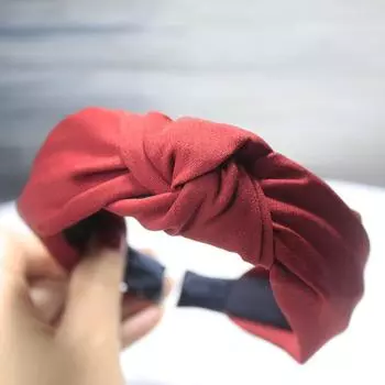 Lystrfac Однотонная повязка на голову с узлом для женщин Простая модная повязка для волос Широкий обруч для волос Женские аксессуары для волос