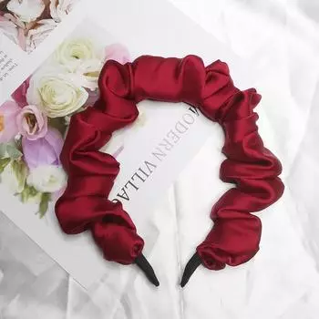 Lystrfac Однотонная шелковая стеганая плиссированная повязка на голову для женщин, модная резинка для волос, ретро петля для волос, женские аксессуары для волос