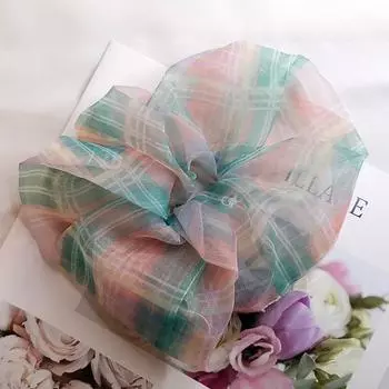 Lystrfac Плиссированная Органза Объемная Резинка для Волос для Женщин Шифоновые Эластичные Резинки для Волос Заколка Держатель для Хвоста Аксессуары для Волос