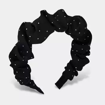 Lystrfac Тканевая Мягкая Плиссированная Повязка-Скранч со Стразами для Женщин Простой Обруч для Волос Женский Головной Убор Аксессуары для Волос
