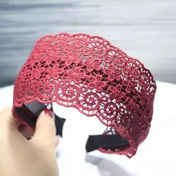 Lystrfac Винтажная широкая повязка на голову с кружевом в виде цветов для женщин, повязка для волос, женская петля для волос из ткани и кружева, женские аксессуары для волос