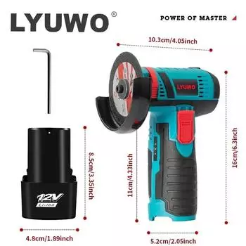 LYUWO 12V Angle Grinder Mini Household Rechargeable Cutting Machine Polishing Machine Electric Hand Grinder Polishing Machine